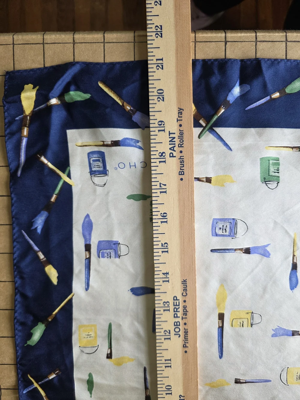 Echo Vintage Paintbrush & Paint Bottle Print Square Scarf 21x21. Rare Print